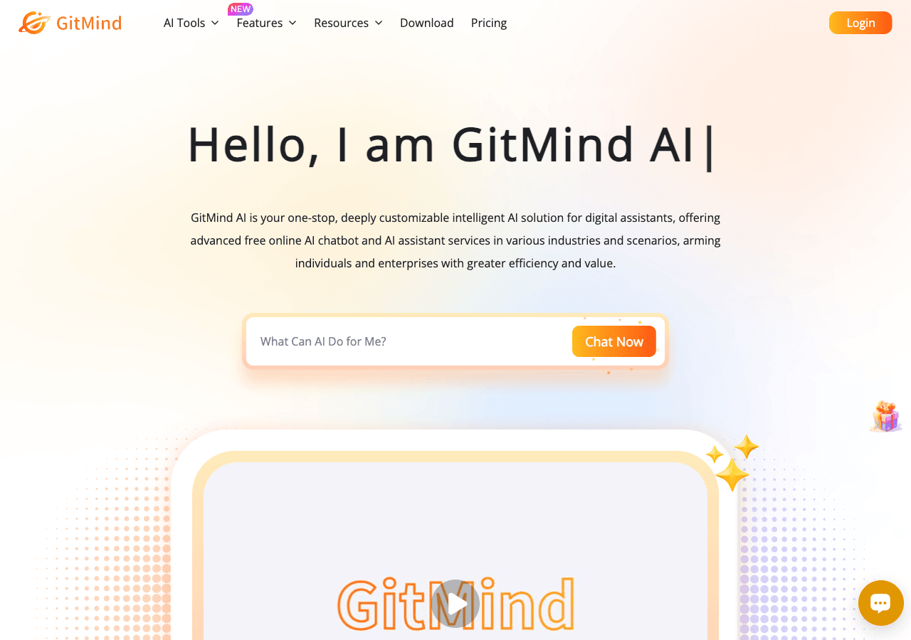 GitMind Conversational AI showing Conversational AI - The AI-powered mind mapping tool