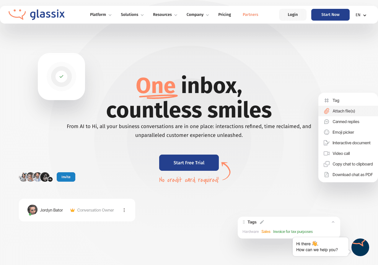 Glassix Conversational AI showing Conversational AI - Empowering Global Communication