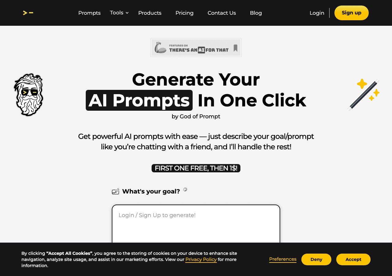 AI Prompt Generator by God of Prompt Writing & Translation showing Writing & Translation - Get expert-custom AI prompts in se