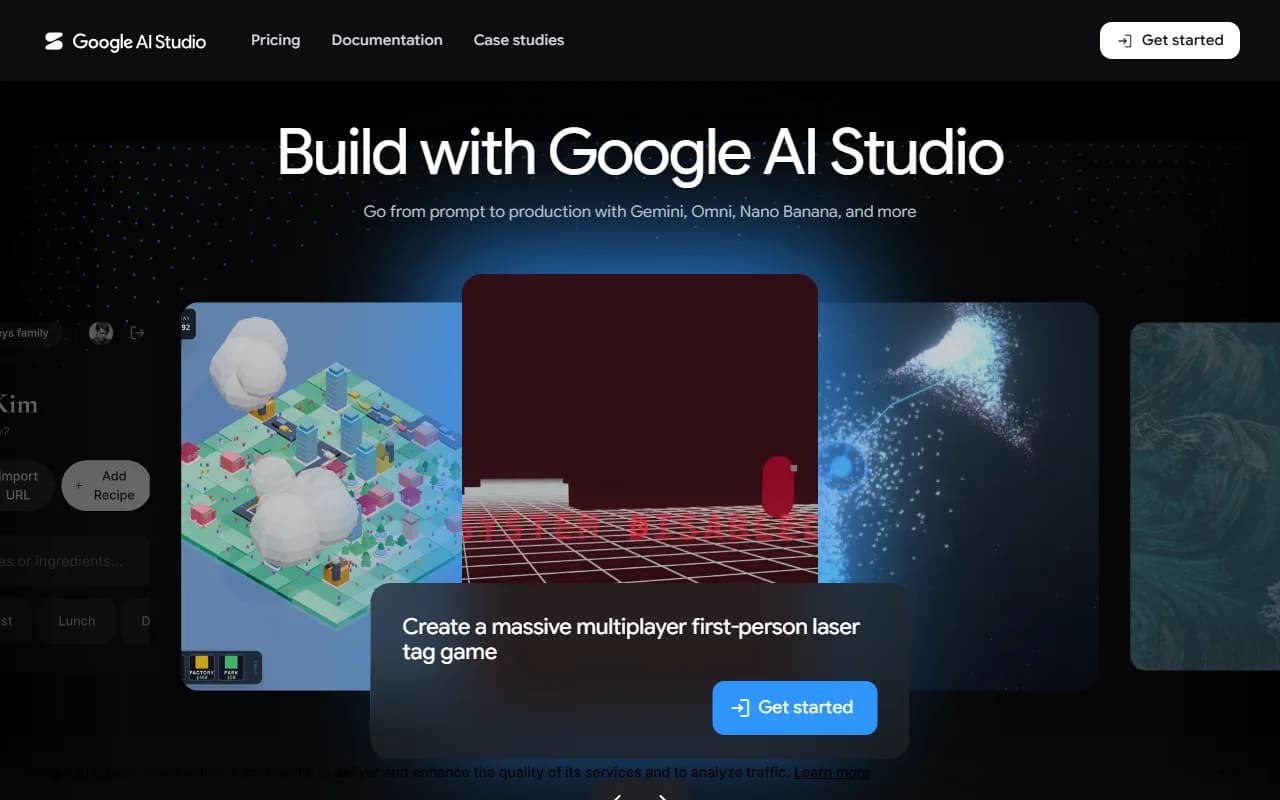 Google AI Studio Productivity & Collaboration showing google ai studio - The fastest way to build AI-first applications with
