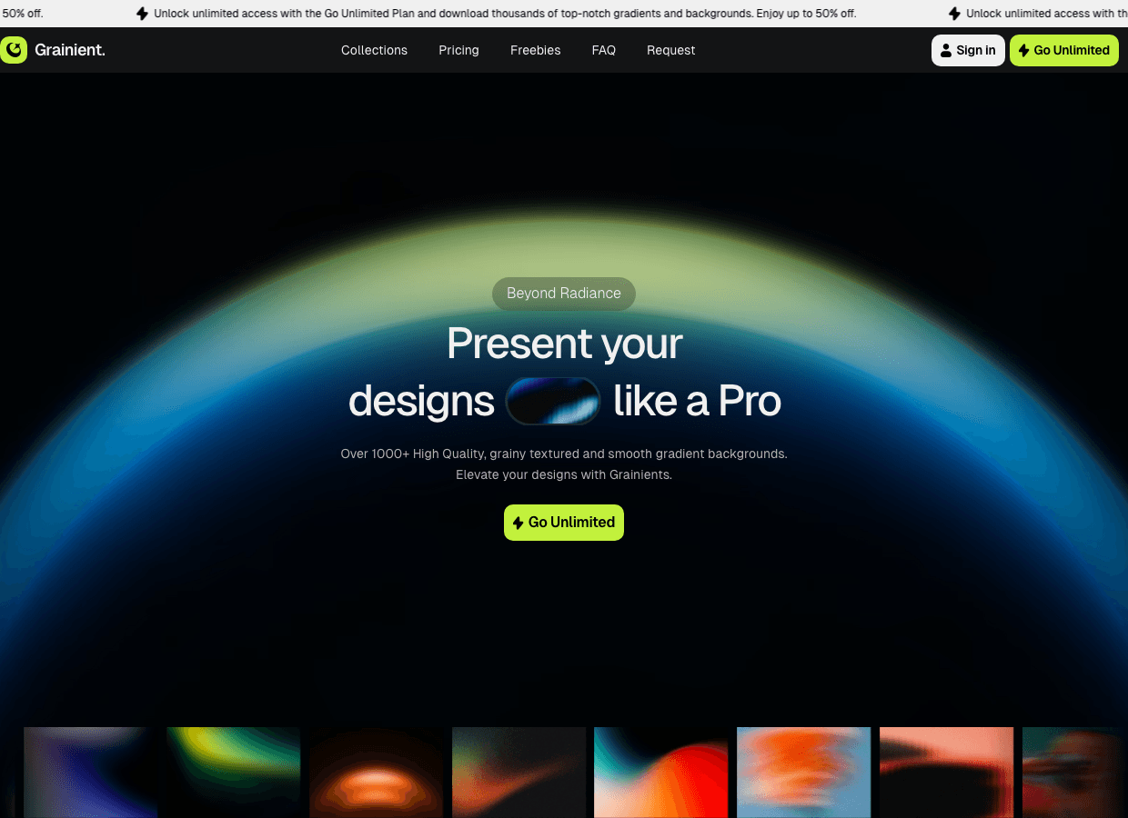 Grainient Image Generation showing Image Generation - 1000+ Gradients & AI Backgrounds