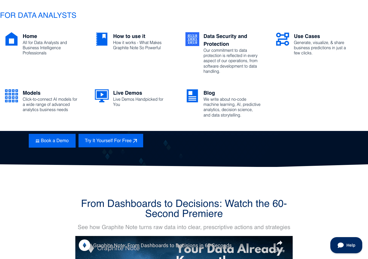 Graphite Note Data Analytics showing Data Analytics - Turn data into decisions that actually move the business