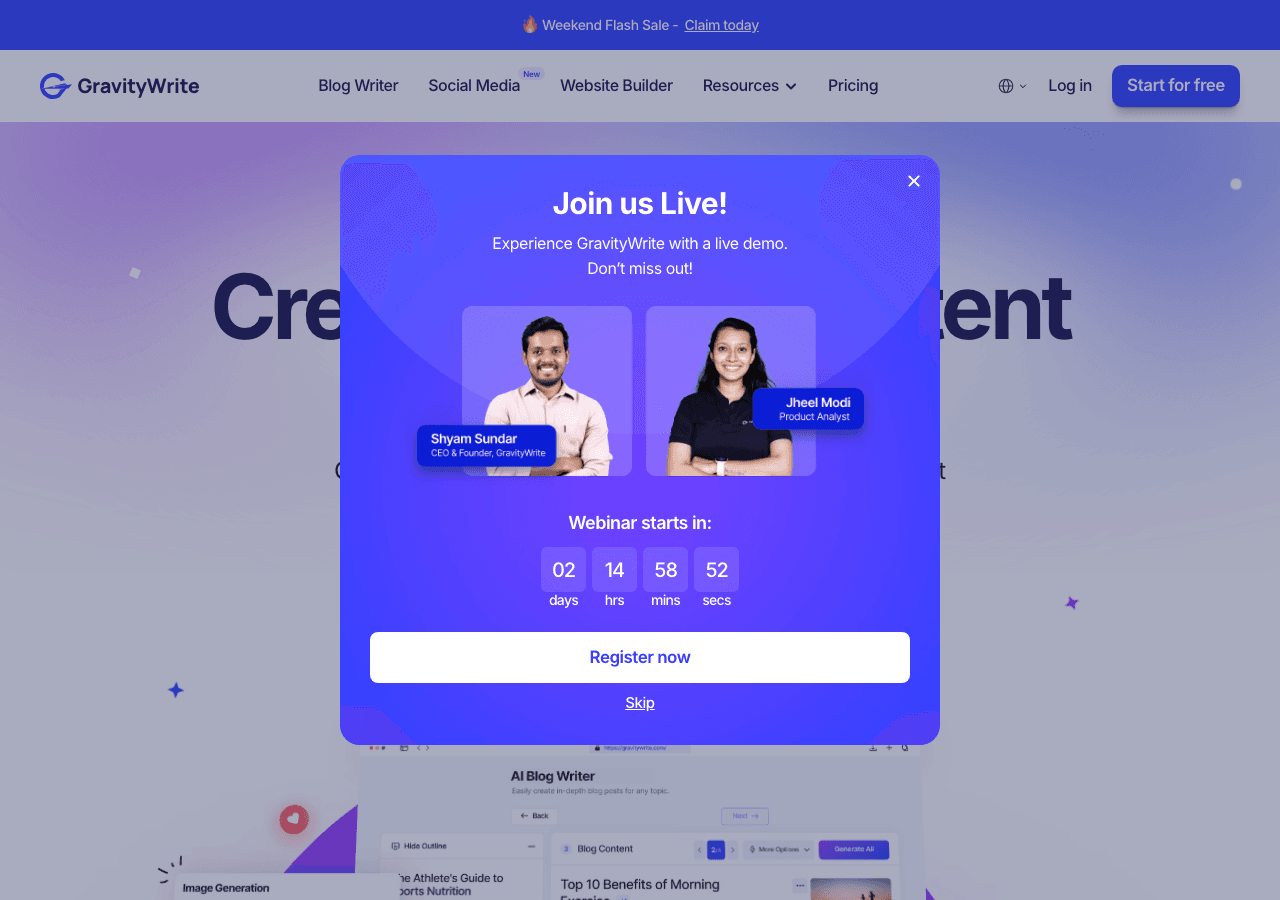 GravityWrite Writing & Translation showing content generation - Unleash the power of AI in your writing