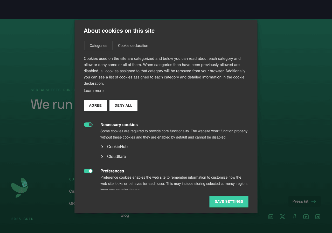 GRID Data Analytics showing Data Analytics - Turn spreadsheets into beautiful websites
