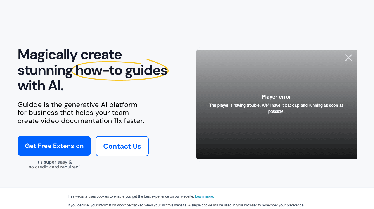 guidde Video Generation showing Video Generation - Create stunning AI-powered video documentation and guides in seconds