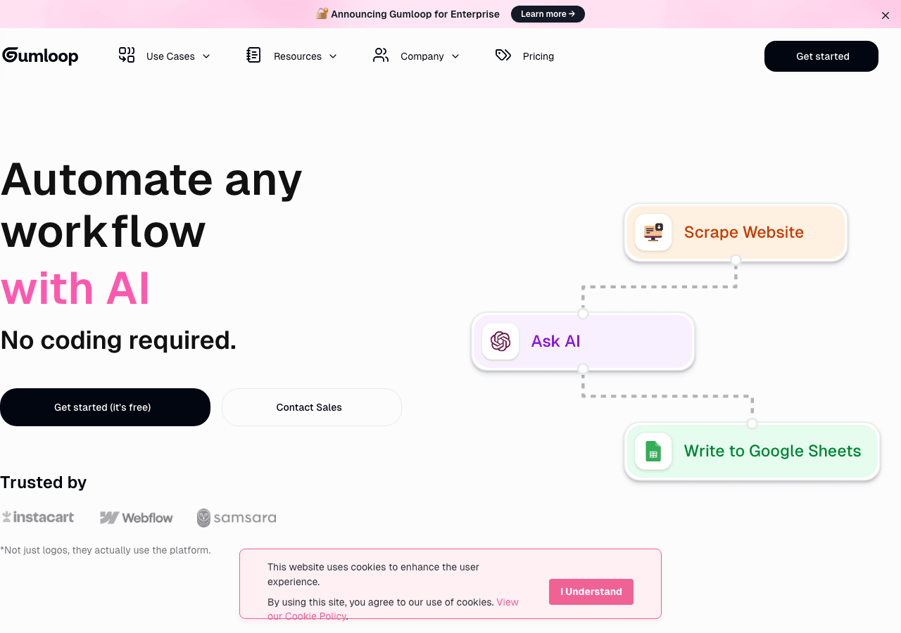 Gumloop AI Agents showing AI agents - The multiplayer AI agent builder