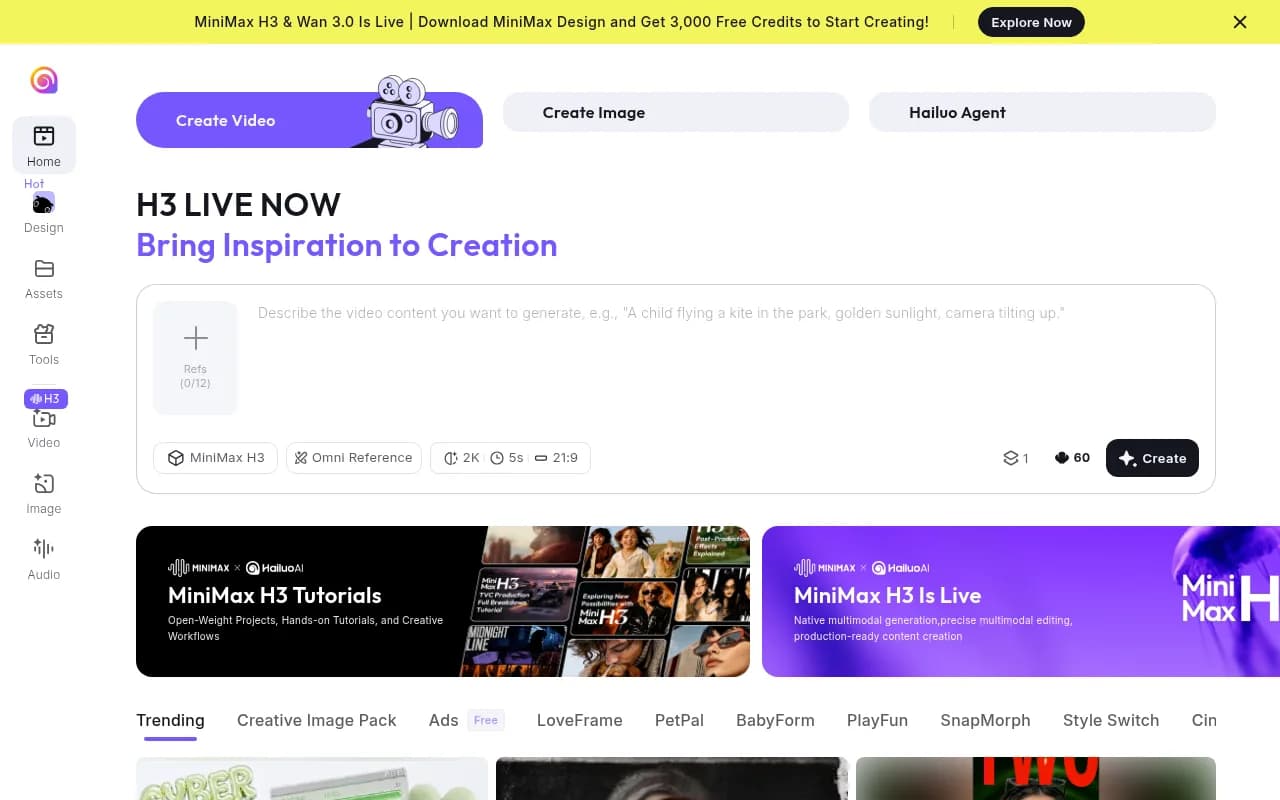 Hailuo AI Video Generation showing ai video generator - Bring Inspiration to Creation