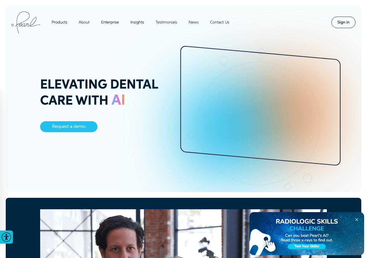 Pearl Conversational AI showing Conversational AI - Elevating Dental Care with AI