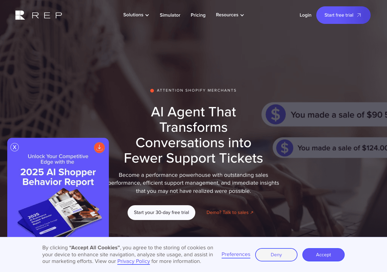 Rep AI Conversational AI showing Conversational AI - Empowering Your Business with AI-driven Insights