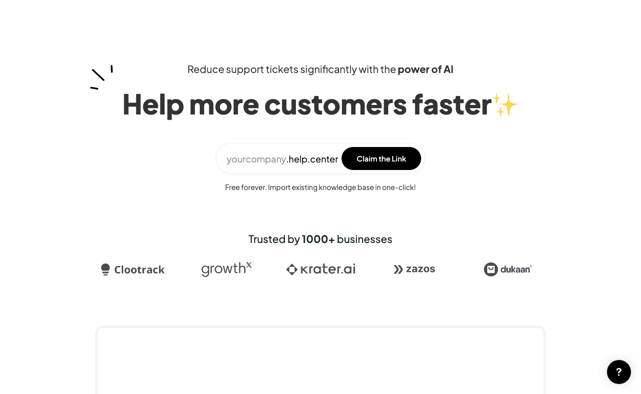 Help.center Conversational AI showing Conversational AI - Empower Your Customer Support