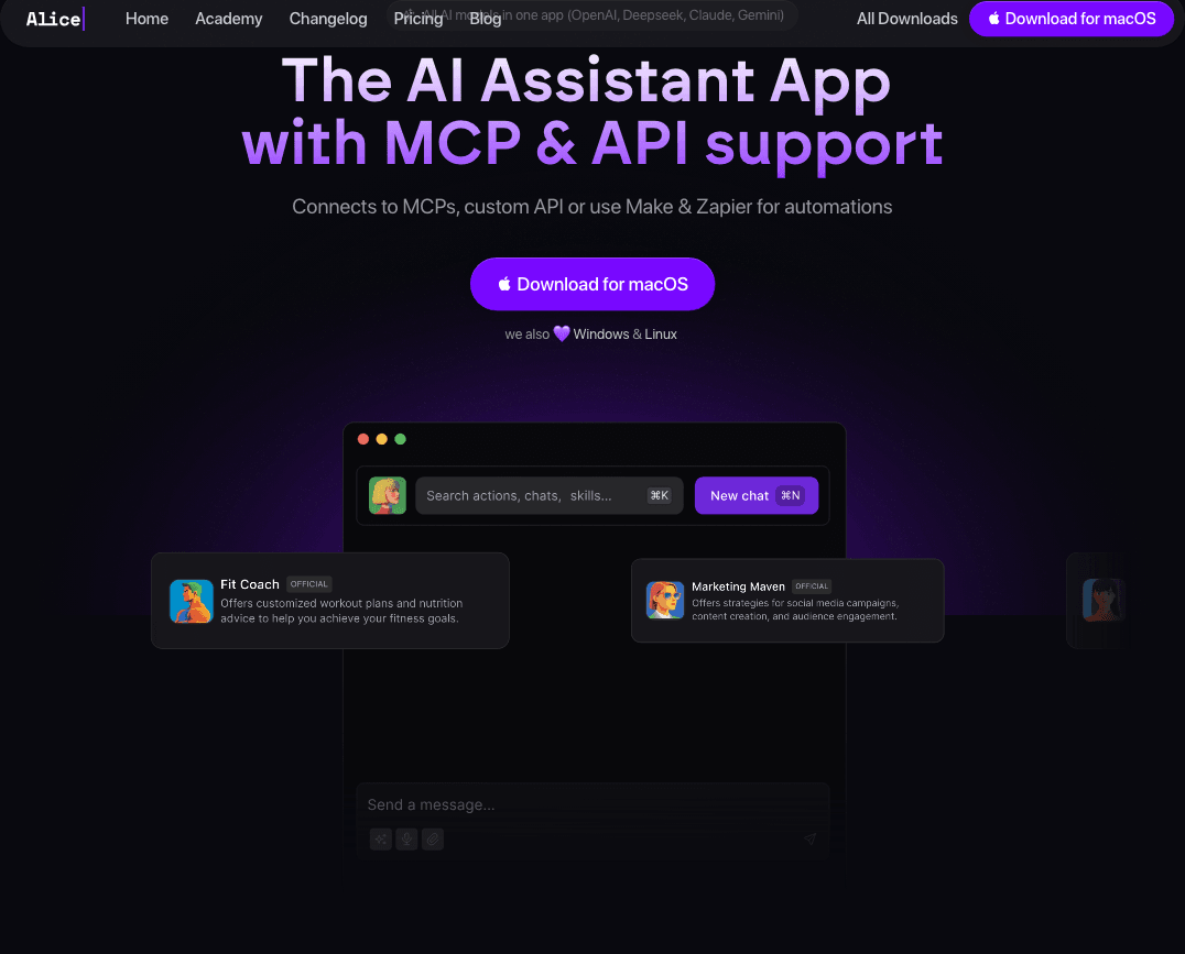 Alice - Your Personal AI Assistant App Conversational AI showing Conversational AI - Your Personal AI Assistant App