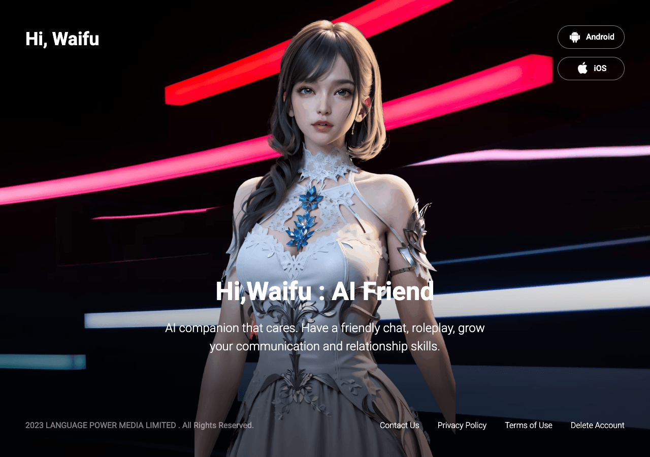 Hi Waifu Conversational AI showing Conversational AI - Your Personal AI Companion