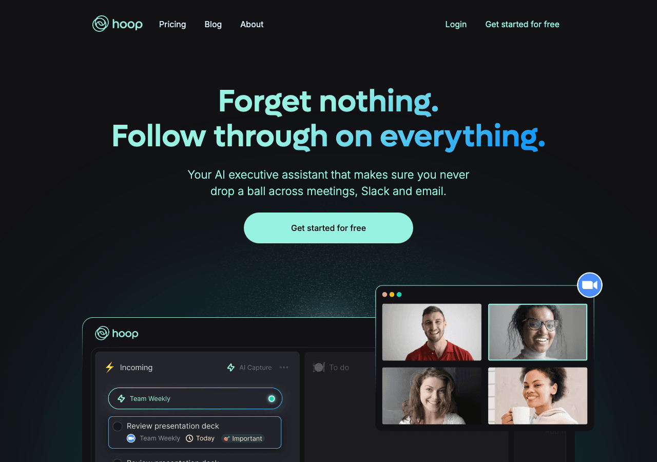 Hoop Conversational AI showing Conversational AI - Connecting communities through shared interests