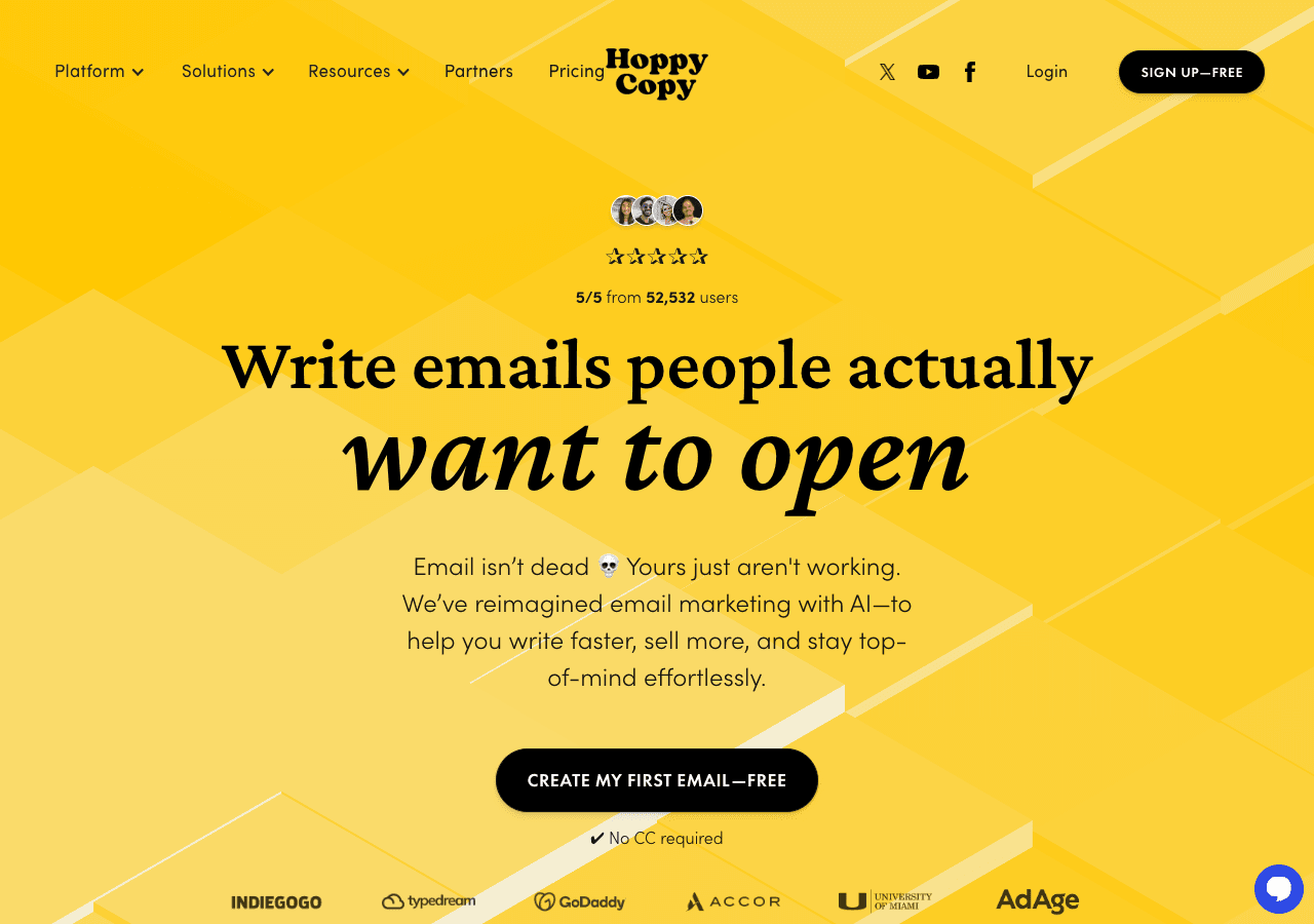 Hoppy Copy Marketing Automation showing Marketing Automation - Launch faster with AI-powered email marketing & content creati
