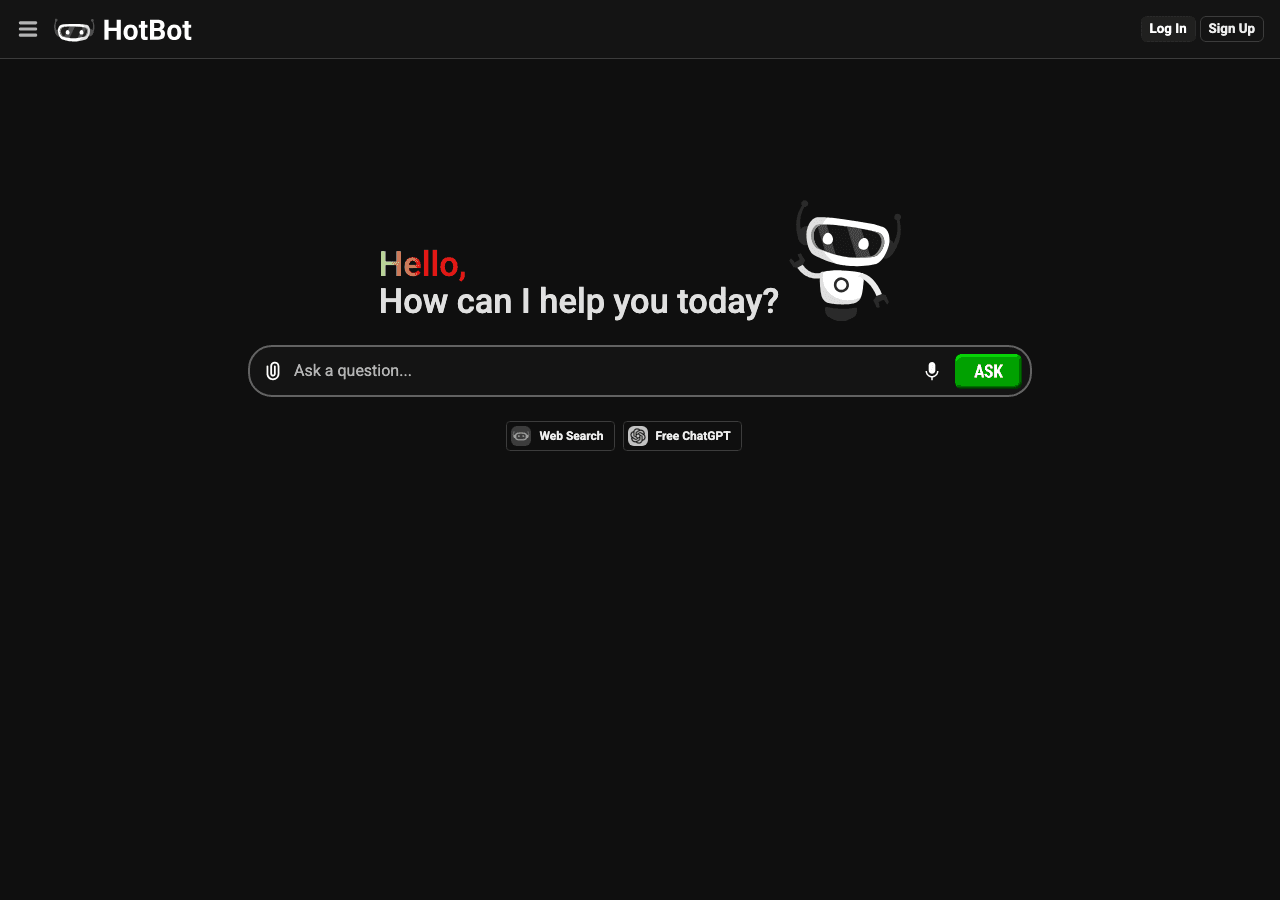HotBot Conversational AI showing Conversational AI - Your go-to AI assistant for all things text-related!