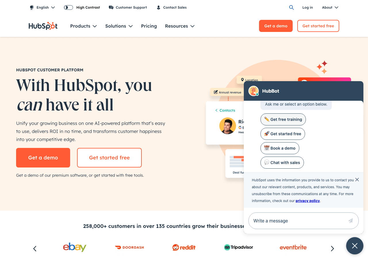 HubSpot Screenshot - AI tool for Customer Service