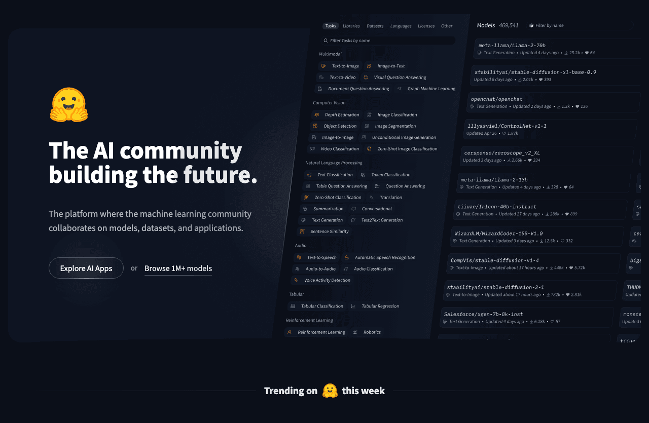 Hugging Face Screenshot - AI tool for Scientists
