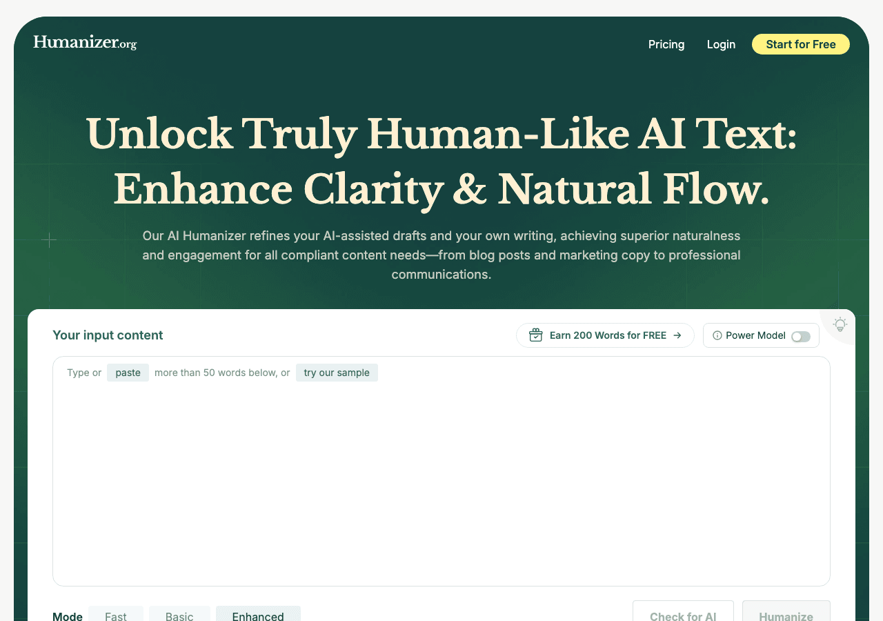 Humanizer.org Writing & Translation showing Writing & Translation - Humanize your data effortlessly