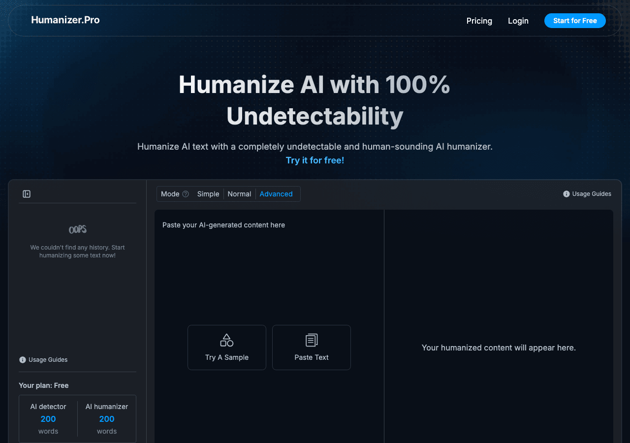 Humanizer Pro Conversational AI showing Conversational AI - Transforming data into human-friendly formats