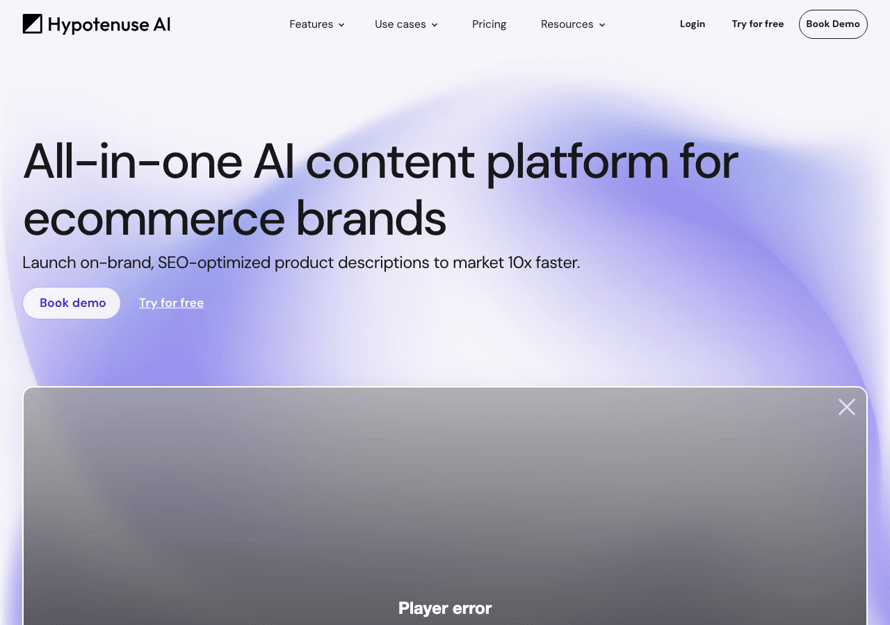 Hypotenuse AI Marketing Automation showing Marketing Automation - Empowering Your Data with AI
