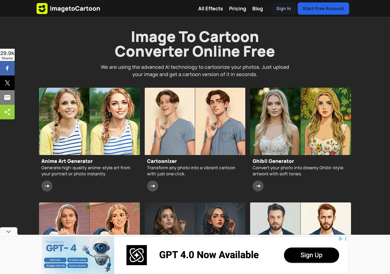 Imagetocartoon Image Generation showing Image Generation - Convert any photo into beautiful, high-res cartoon art instantly w
