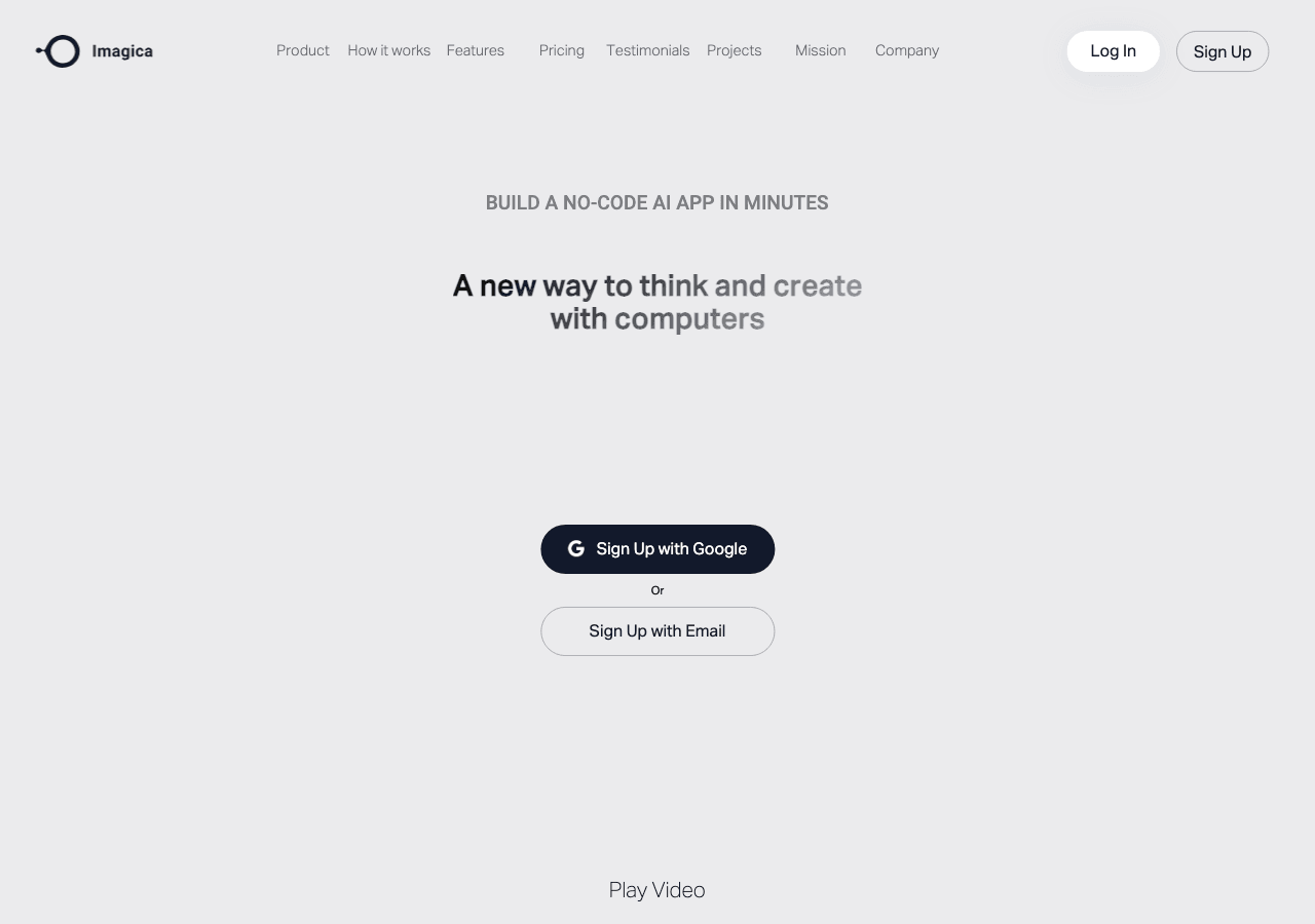 Imagica AI Image Generation showing Image Generation - The new operating system for the AI age—create at the speed of thought