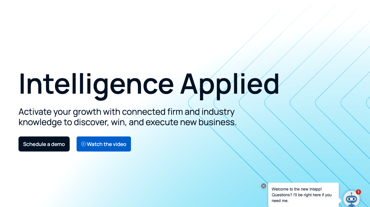 Intapp Data Analytics showing Data Analytics - Intelligence Applied.