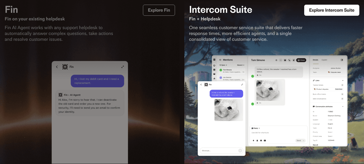 Intercom Conversational AI showing ai customer service - The AI customer service company