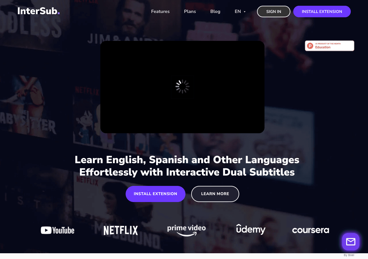 InterSub Conversational AI showing Conversational AI - AI-powered dual subtitles and instant translation for immersive langua