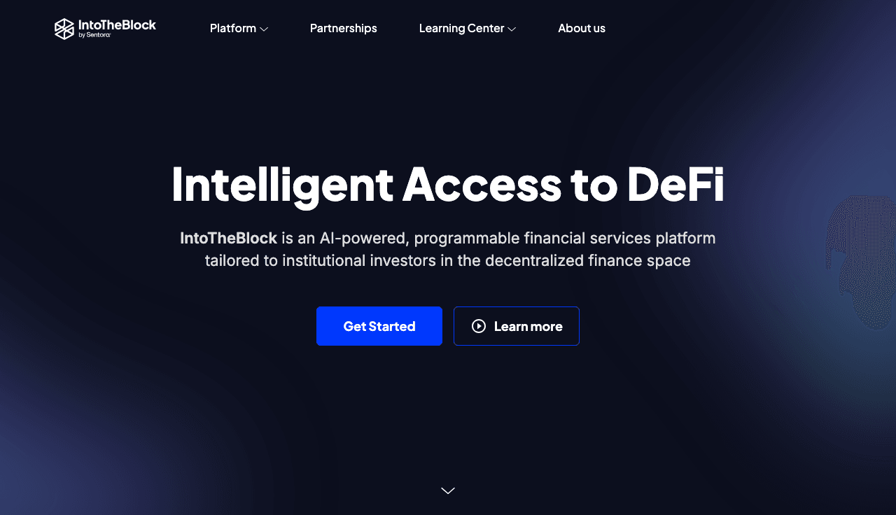 IntoTheBlock Data Analytics showing Data Analytics - Data-driven insights for crypto assets