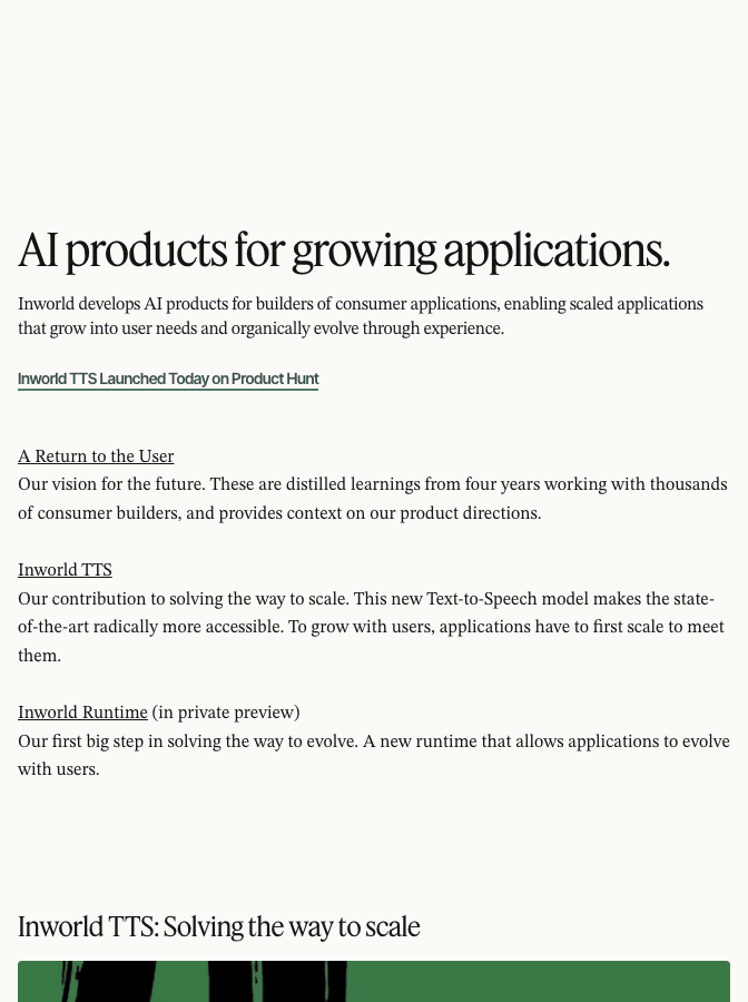 Inworld AI Conversational AI showing Conversational AI - AI characters that bring worlds to life
