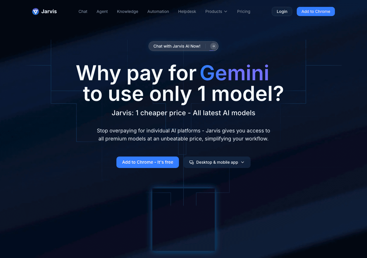 Jarvis AI Writing & Translation showing Writing & Translation - All your favorite AIs in one place