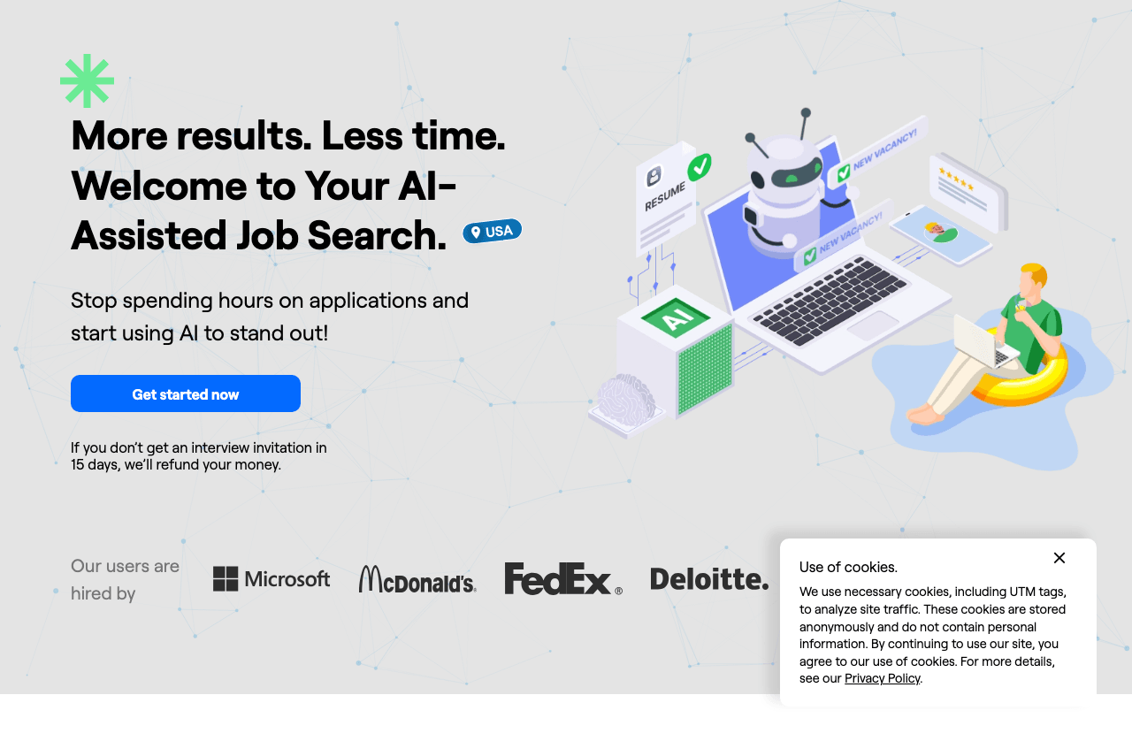 JobHire.AI Conversational AI showing Conversational AI - Automate your job search and land interviews faster with AI