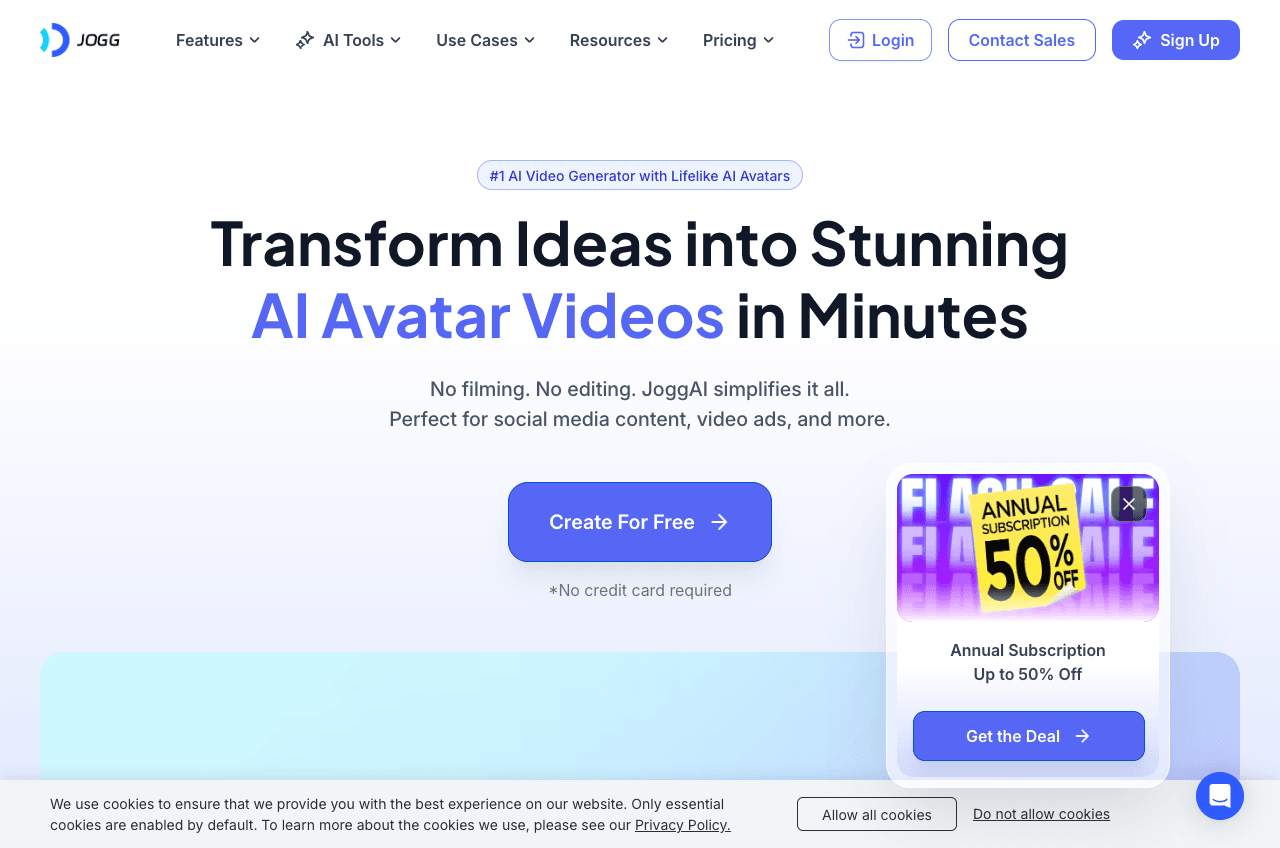 Jogg.ai Video Generation showing Video Generation - Your AI Writing Assistant