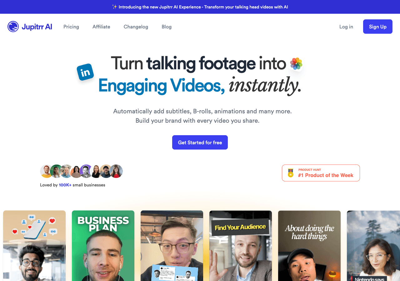 Jupitrr AI Conversational AI showing Conversational AI - Turn talking head videos into engaging clips—instantly with AI.