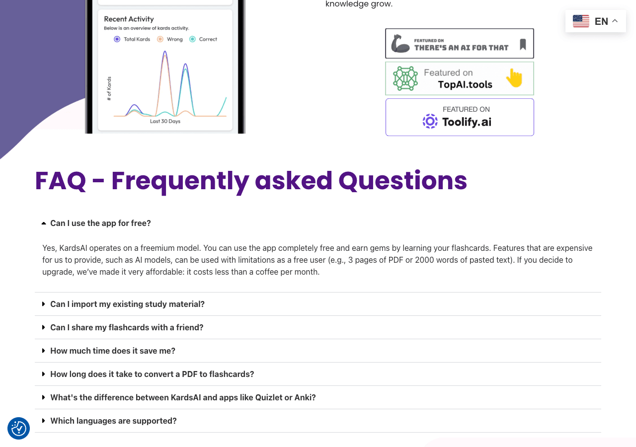 KardsAI Productivity & Collaboration showing Productivity & Collaboration - Transforming text into flashcards