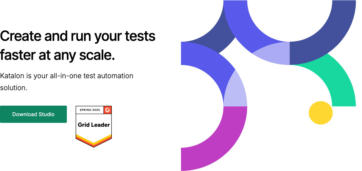 Katalon Code Assistance showing Code Assistance - AI-driven test automation for Web, API, Mobile, and Desktop apps—unified, c