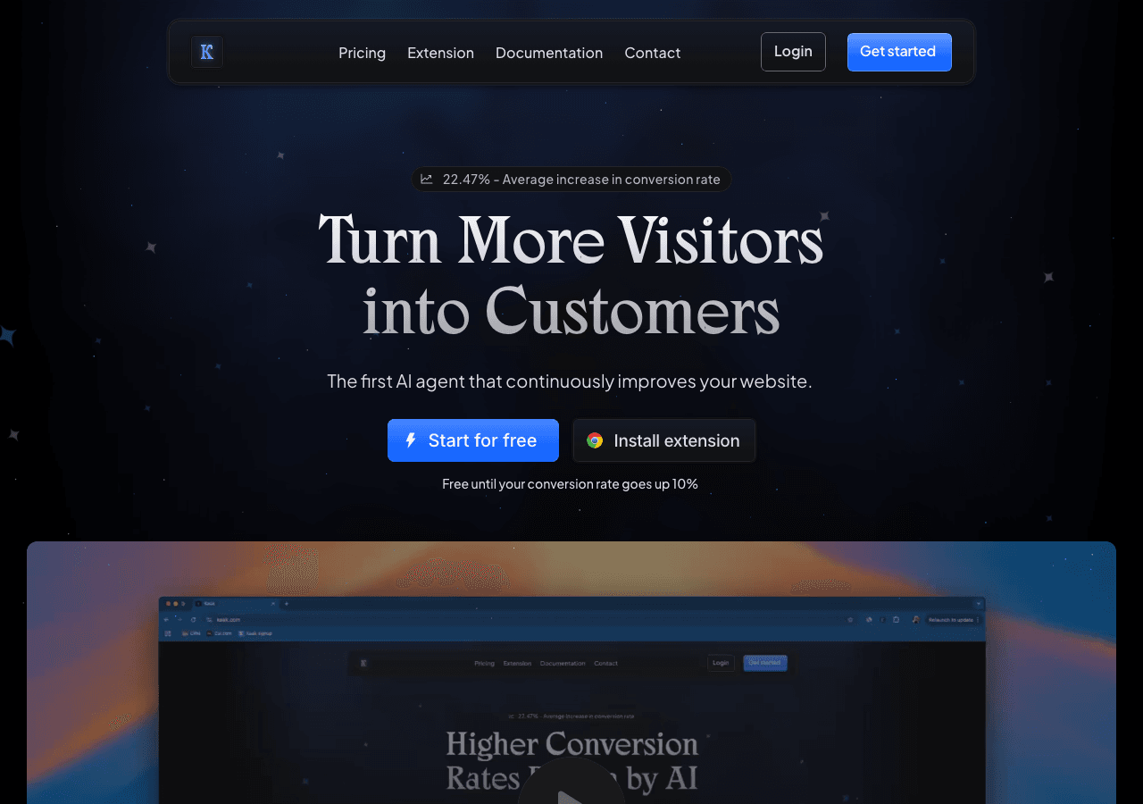 Keak Marketing Automation showing Marketing Automation - Transform your website with AI-powered A/B testing