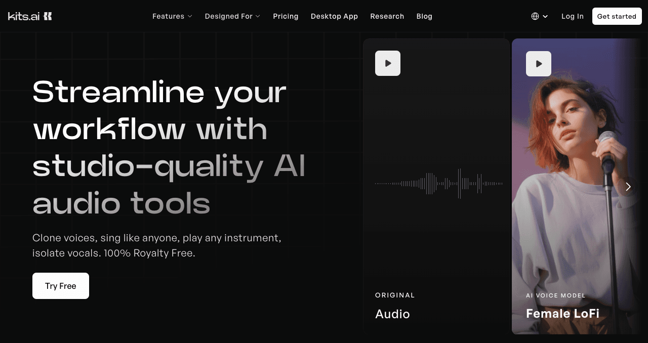 Kits AI Audio Generation showing image recognition - Empowering your content with AI