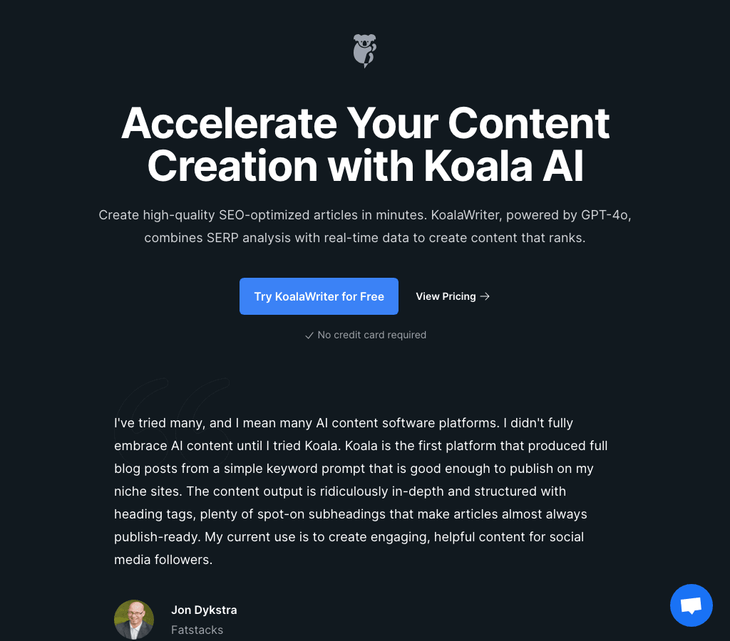 Koala AI Writing & Translation showing Writing & Translation - The Best AI Writer and Chatbot for SEOs and Content Creators