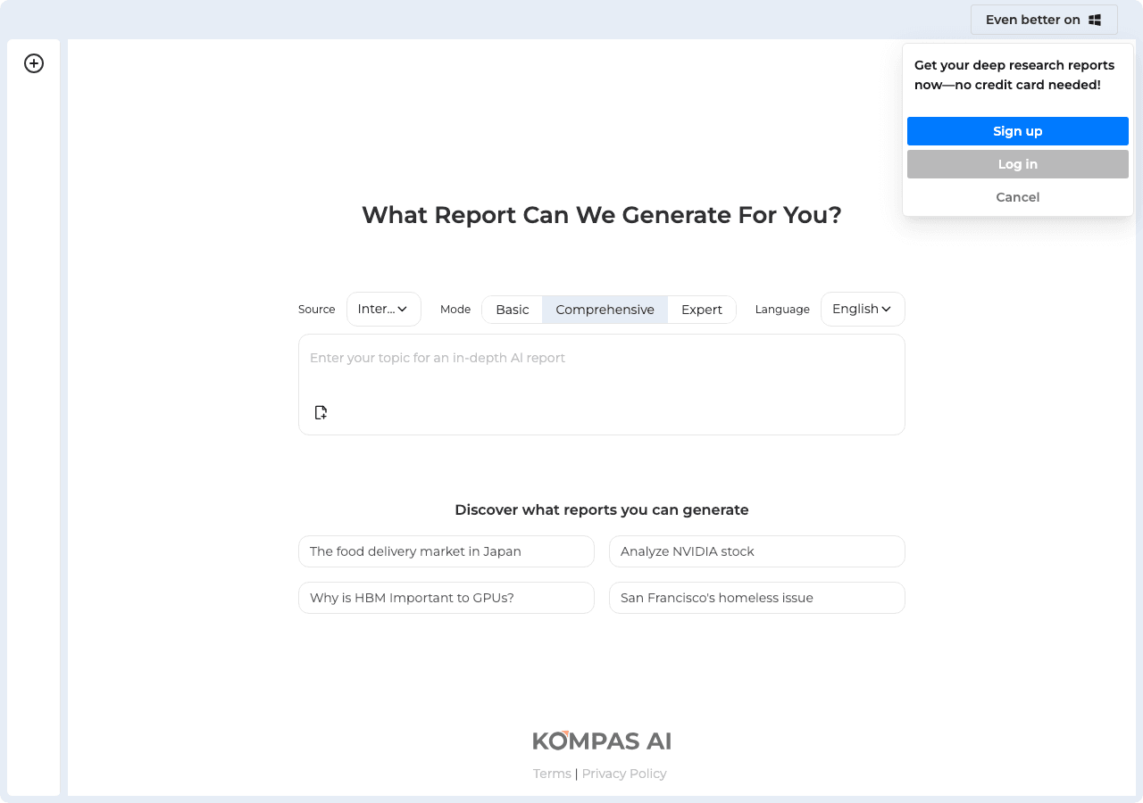 Kompas AI Scientific Research showing Scientific Research - Navigate the world of AI with Kompas AI
