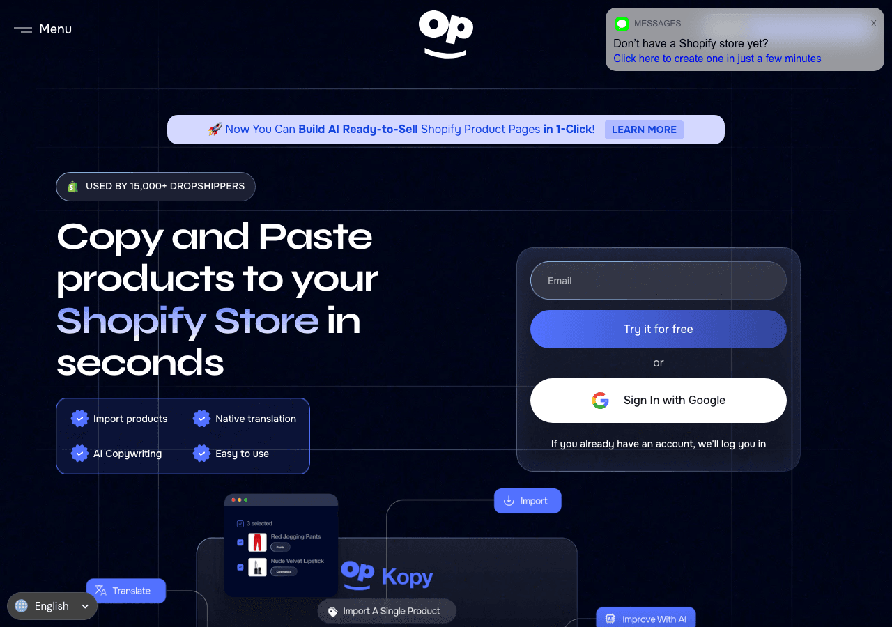 Kopy Marketing Automation showing Marketing Automation - Translate with ease