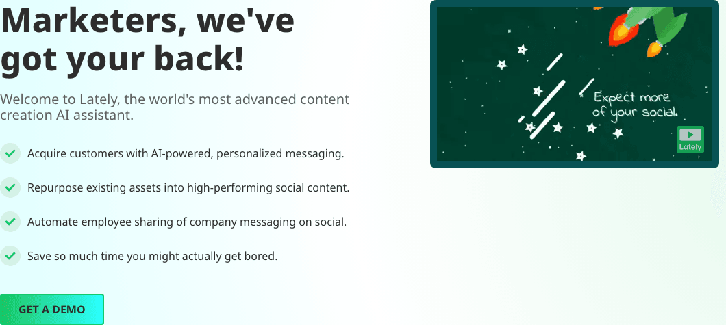 Lately AI Marketing Automation showing Marketing Automation - Transforming words into magic