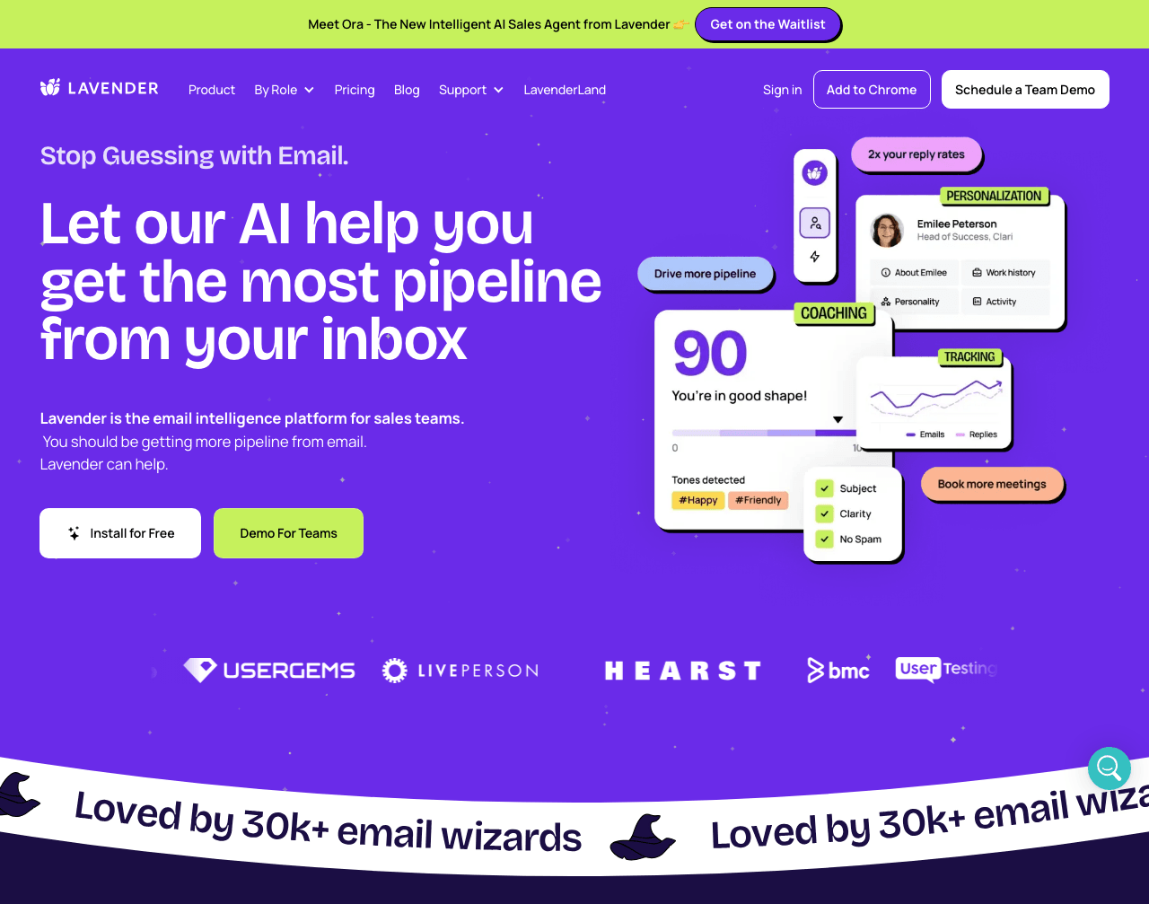 Lavender Marketing Automation showing Marketing Automation - Your Magical AI Email Coach