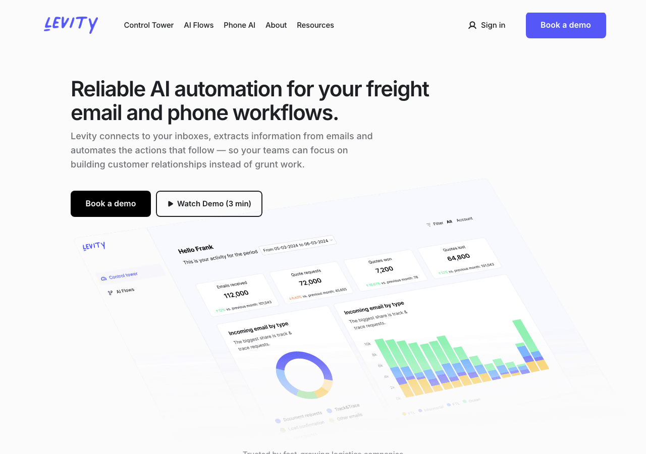 Levity Conversational AI showing Conversational AI - Automate workflows—no code, just Levity.