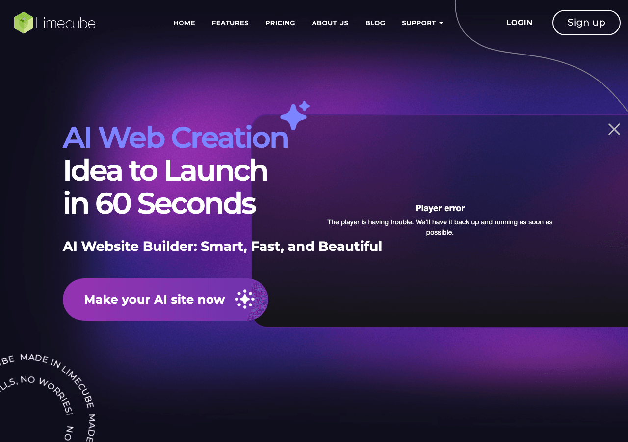 Limecube Design showing Design - Build your website without limits
