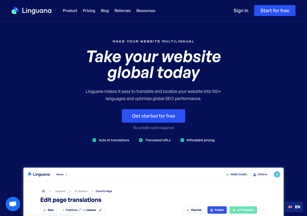 Linguana Writing & Translation showing Writing & Translation - AI website localization that keeps your SEO strong
