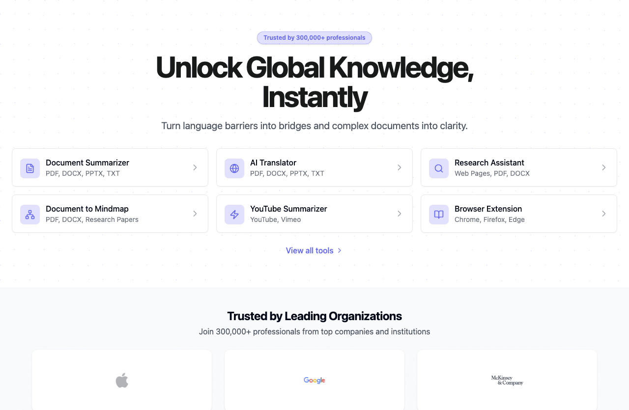 Linnk.AI Conversational AI showing Conversational AI - Unlock Global Knowledge, Instantly