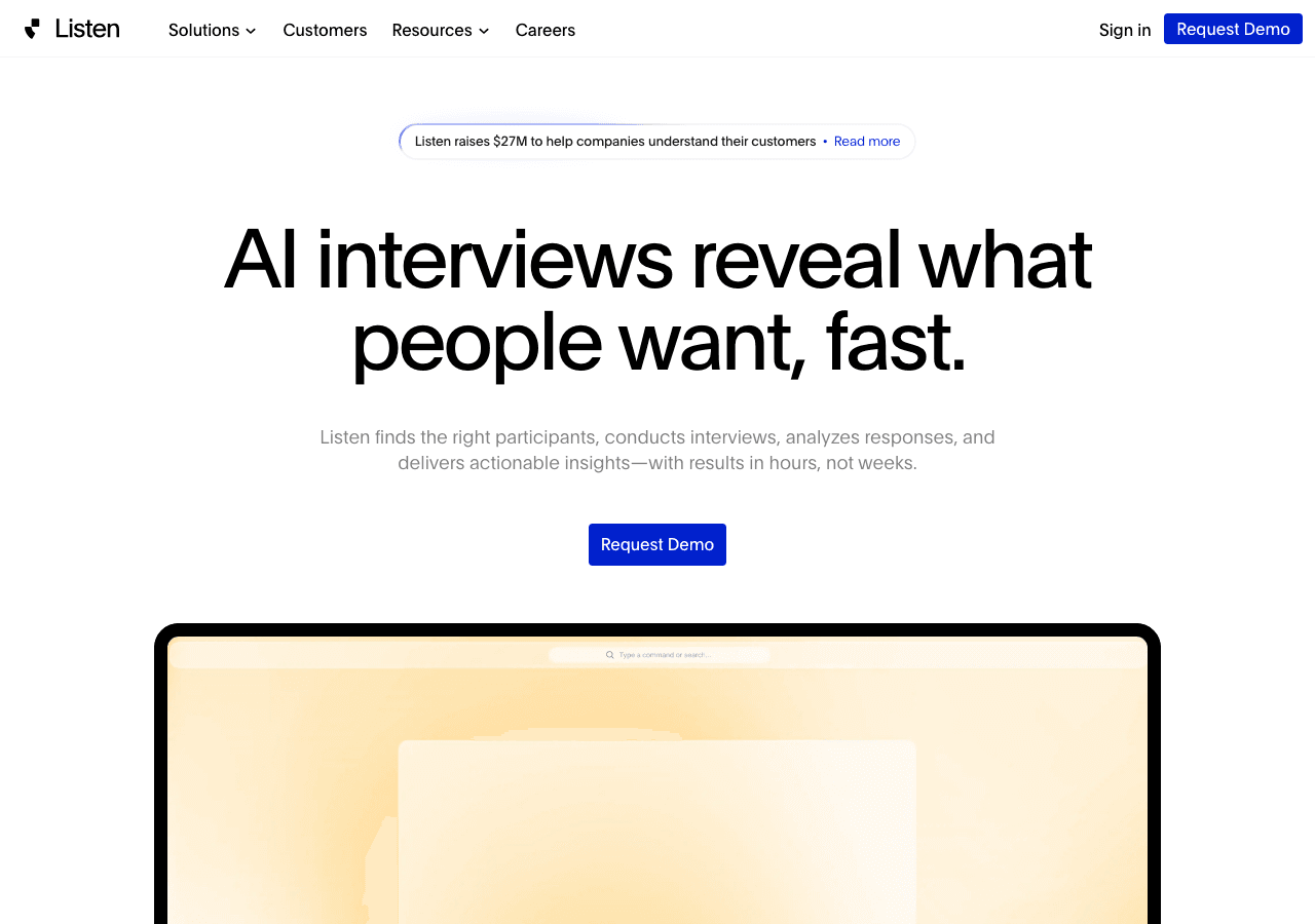 Listen Labs Screenshot - AI tool for Healthcare Providers