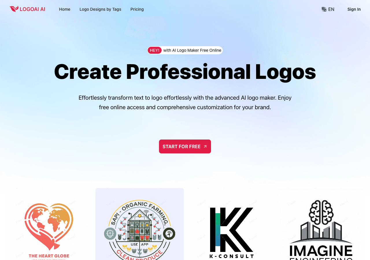 LogoAI.ai Design showing Design - Effortlessly Create Unique Logos and Brand Assets with AI